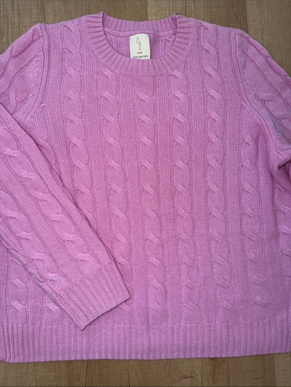 Joie Women’s Lavender Cable Knit 100% Cashmere Crewneck Sweater-Large